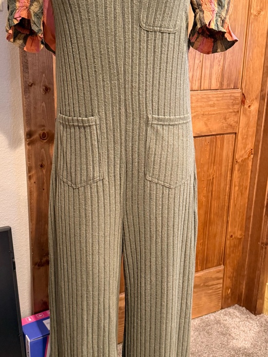 HALARA Pants - HALARA Olive Ribbed Wide-Leg Jumpsuit